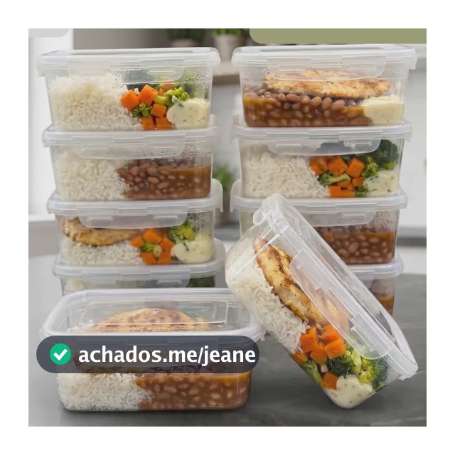 Jogo 10 Potes 800ml Marmitas Transparente 4 Travas Bpa Free
