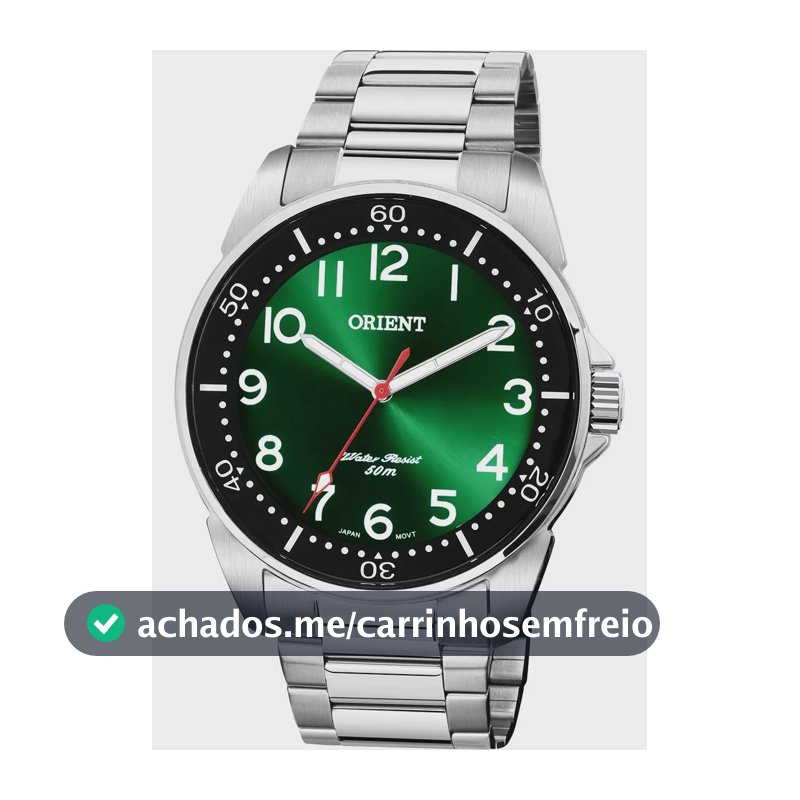 Relógio Orient Masculino Verde Analógico Aço Inoxidável Iluminator
