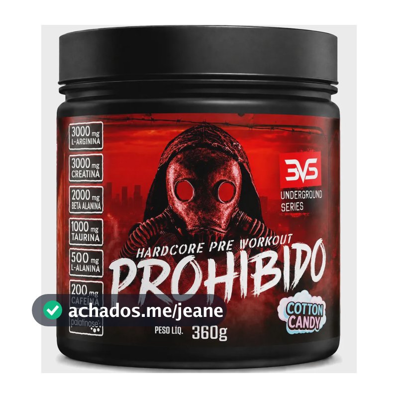 Prohibido Pré Treino 360g - Sabor: Cotton Candy - A Combinação Perfeita De 8 Ingredientes Que Proporcionam Energia Do Início Ao Fim Do Seu Treino
