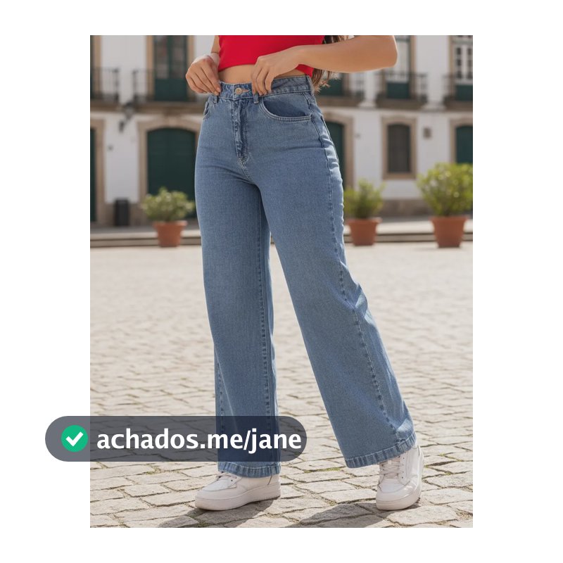 Calça Jeans Pantalona Wide Leg Barra Larga Cintura Alta 100%