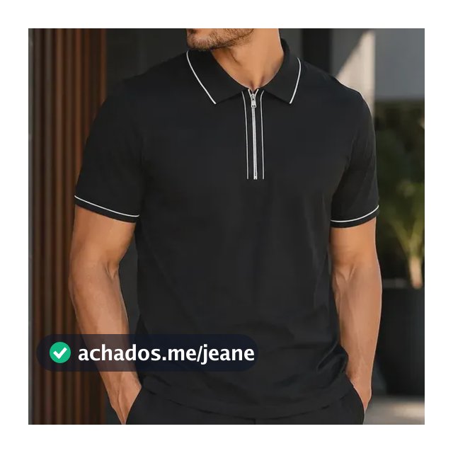 Camisa Polo Masculina Em Poliamida Tecido Tecnologico Preto C/ Zíper Egg