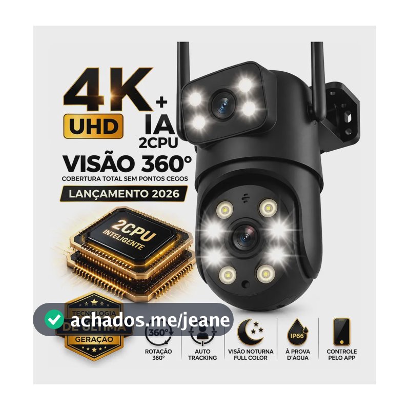 Câmera De Segurança Wifi 4k Externa Safe Haven Prova D'água Safe Haven Nexgen Lançamento 2026 Inteligente Double Lens Nova Geração 360° Ptz Ip66 Entrada Para Sd De Até 256gb