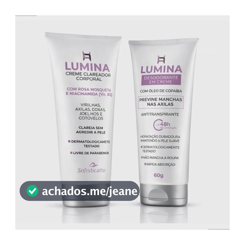 Kit Creme Clareador E Desodorante Lumina Cuidado Com A Pele