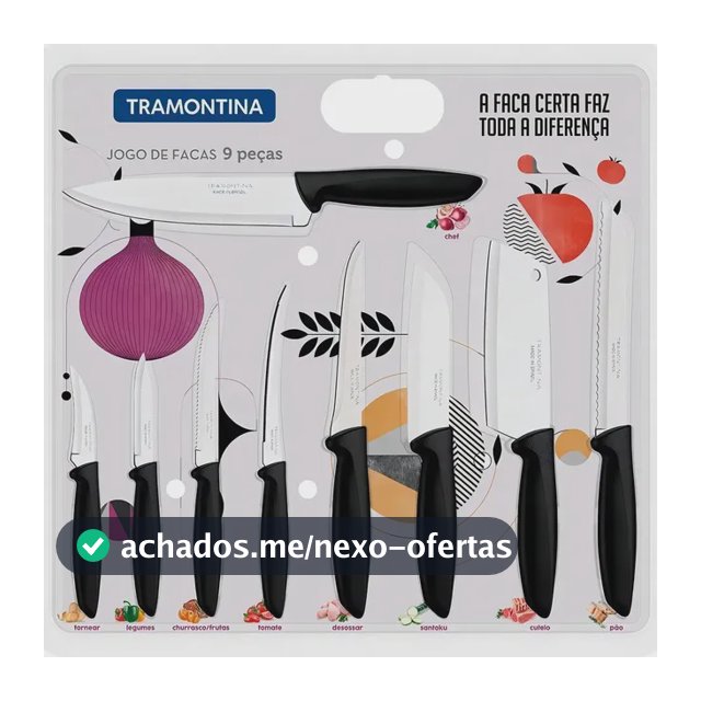 Jogo De Facas Faqueiro 9 Peças Plenus Aço Inox Tramontina Pr Preto