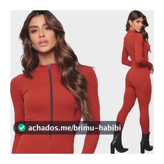 Macacão Virginia Manga Longa Ziper Moda Gringa Canelado Luxo