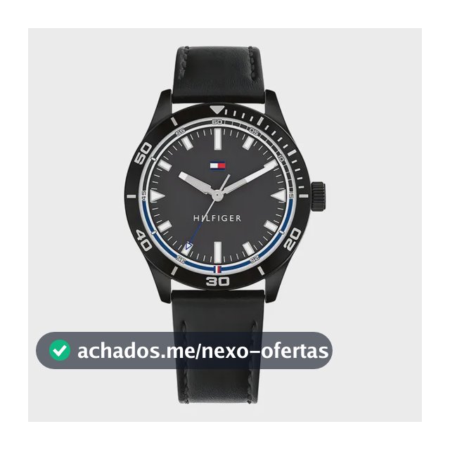 Relógio Masculino de Couro de Quartzo Preto Tommy Hilfiger