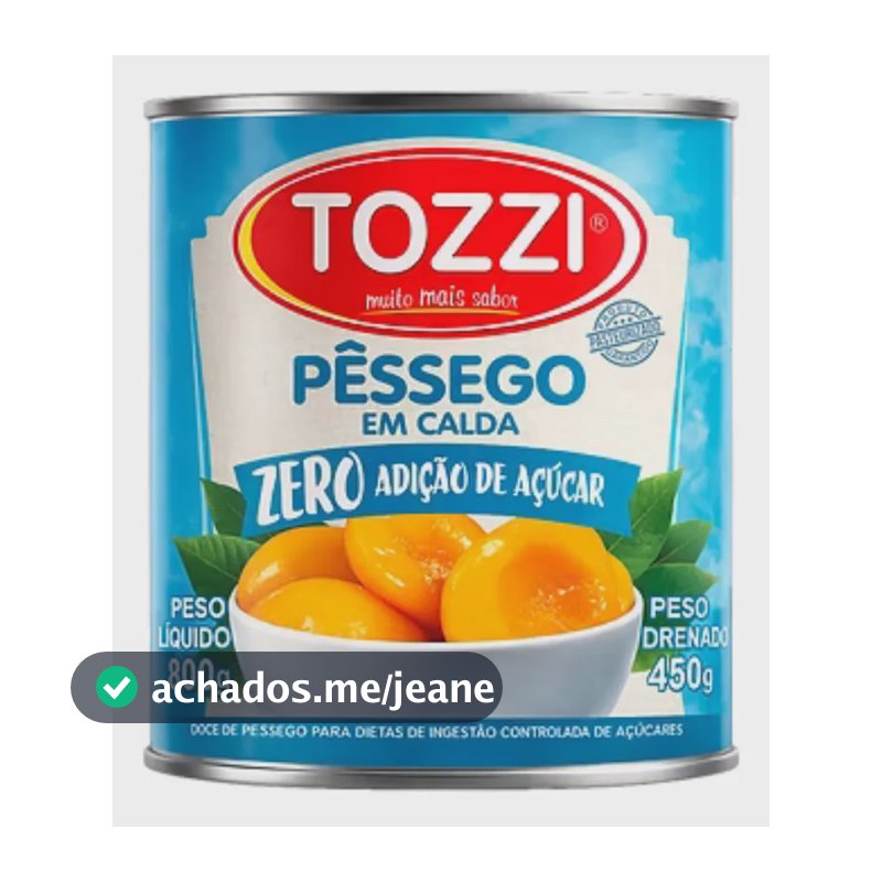 Pêssego Em Calda Zero Açúcar 800g Tozzi