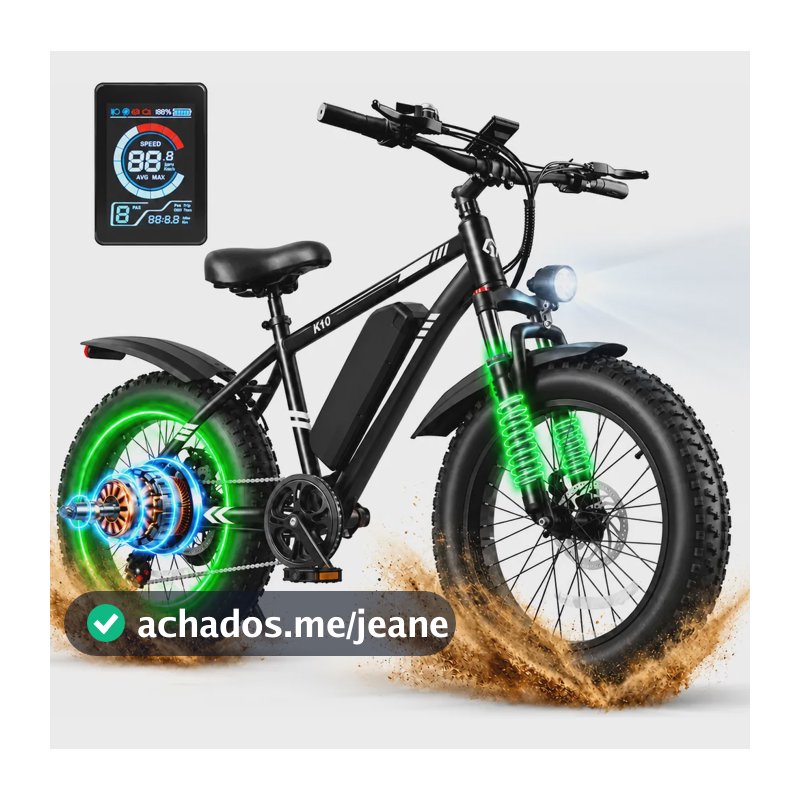 Bicicleta Elétrica Amyet K10 1000w 48v 45km/h 15ah Fat Tire Preto 20 "
