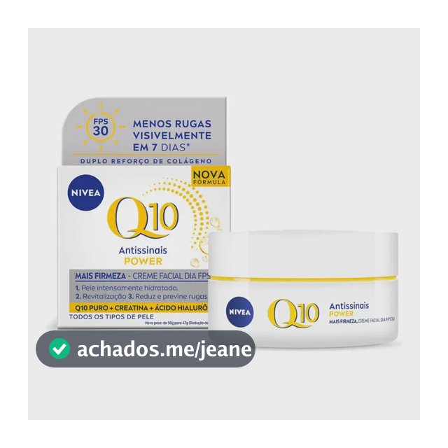 NIVEA Creme Facial Antissinais Q10 Power Dia FPS 30 47g, Reduz Rugas, Hidratação Intensa, Ácido Hialurônico, Cuidado Facial Diário