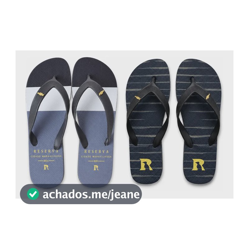 Kit 2 Pares Chinelo Masculino Reserva Confortável E Macio Preto Dourado E Preto Cinza 43/44