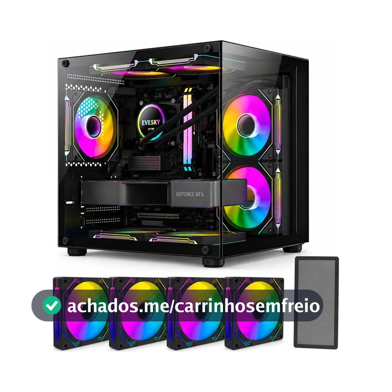 Gabinete Gamer Hayom Aquário Com 4 Cooler Fan Led Rgb