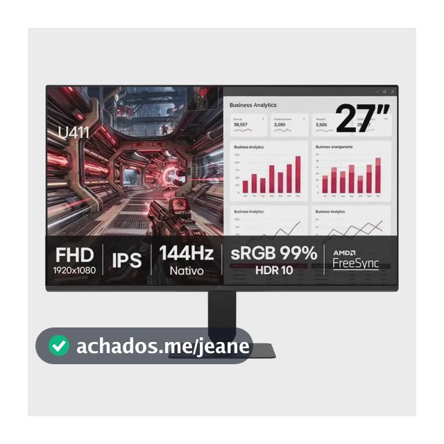 Monitor LG FHD Gamer & Office tela IPS 27”, 1ms (MBR), 144Hz Nativo, FreeSync, HDR10, sRGB, Modo leitura, Flicker Safe, HDMI, Black Stabilizer, Dynamic Action Sync, Preto - 27U411B