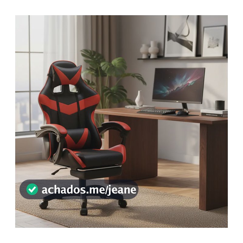 Cadeira De Escritório Gamer Nitro Ergonômica Couro Luvinco Vermelho Couro Sintético