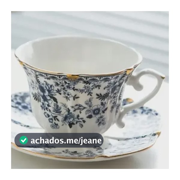Kit 2 Xícaras Porcelana Floral Café Chá Com Alça Luxo