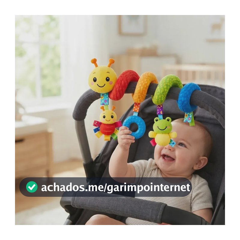 Centopéia Espiral Bichinho Pelúcia Brinquedo Carrinho Berço Bebê Conforto com Chocalho de Pendurar Sensorial Brand New Brinquedos