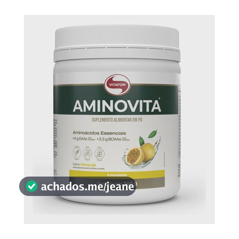Aminovita Vitafor 240g maracujá suplemento vegano aminoácidos 24 porções