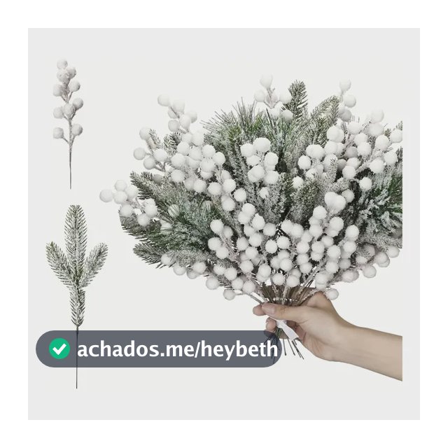 Kit 20 Galhos Cedro Natalino Com Bagas Brancas Branco