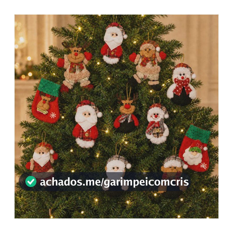 Kit 12 Bonecos Natalinos Enfeites Pendentes Papai Noel Urso Meia Decoração Árvore De Natal