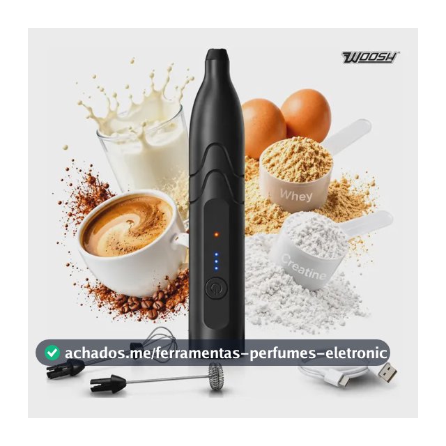 Mixer Elétrico Portátil 2 em 1 Recarregável Potente Misturador de Bebidas e Ovos 3 Velocidades Usb Batedor e Fue Fouet Woosh
