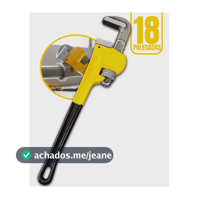 Chave Grifo 18" Hidráulica Mecânica Nodular Profissional Amarelo