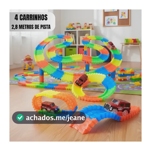 Kit 4 Carrinho E 2,8 Metros De Pista Trilha Maluca Colorido