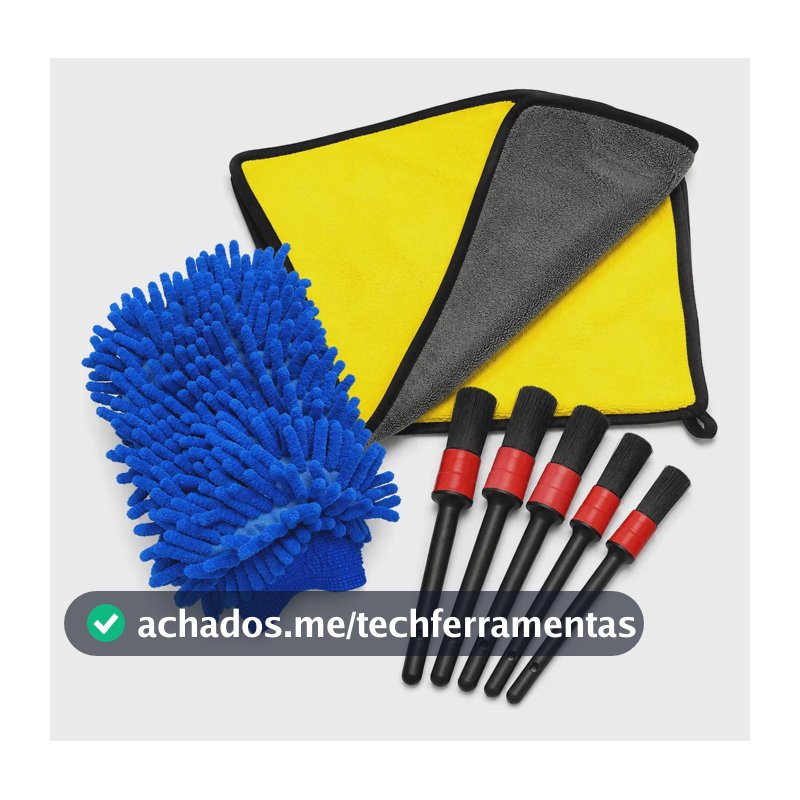 Kit Limpeza Automotiva Pinceis Luva Flanela Microfibra