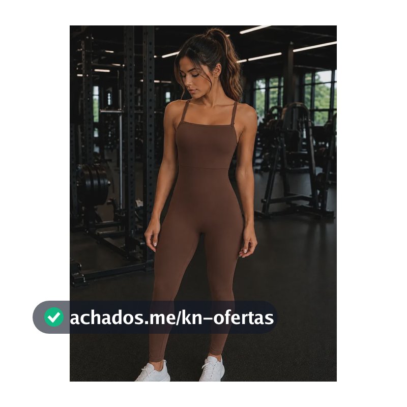 Macacão Feminino Fitness Legging Roupa Academia Suplex Marrom M - 40