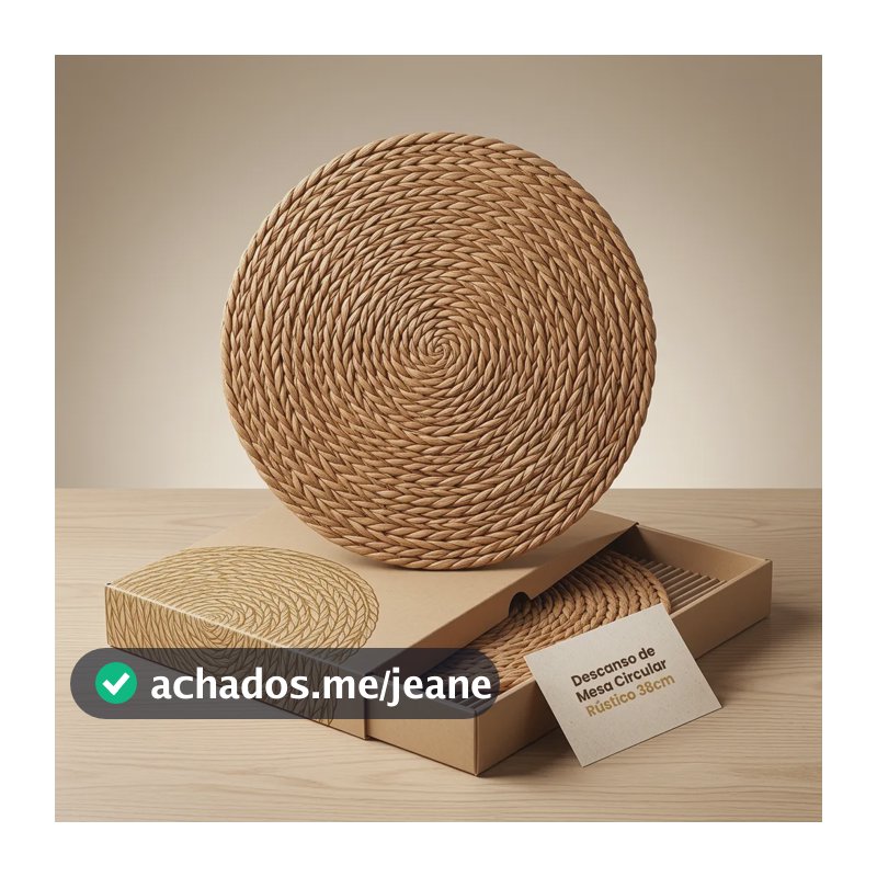 Sousplat Rústico Circular 38cm Descanso Panela Prato Mesa Po Fibra Natural Liso