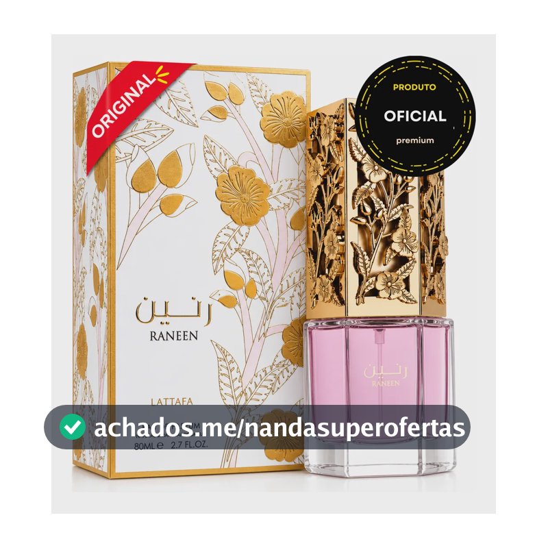 Perfume Árabe Raneen Lattafa Feminino Eau De Parfum 80ml Original Com Selo