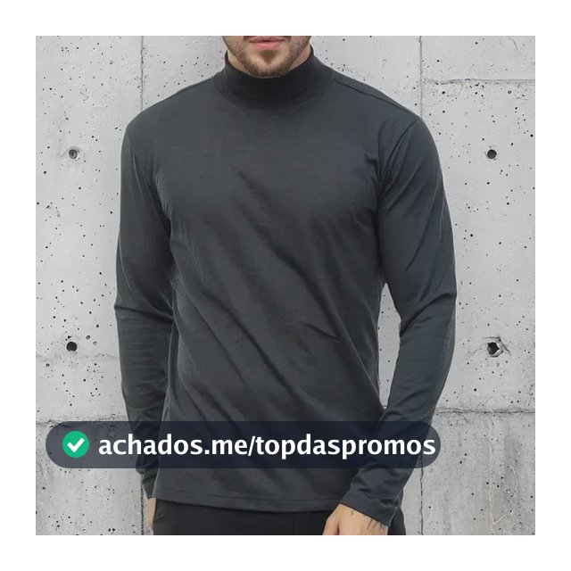 Camiseta Gola Alta Masculina Manga Longa Malha Eco Premium