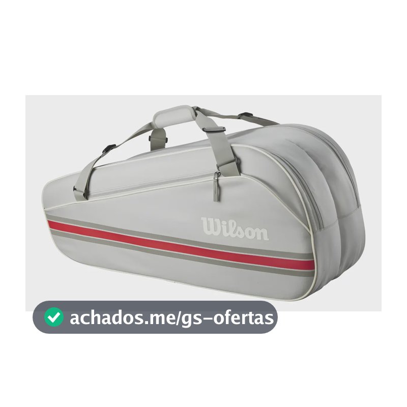 Bolsa de raquete de tênis Wilson Team 6 unidades cinza e vermelha