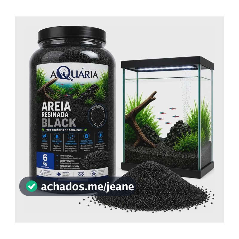Substrato P/ Aquário Areia Resinada Premium Black/preta 6kg