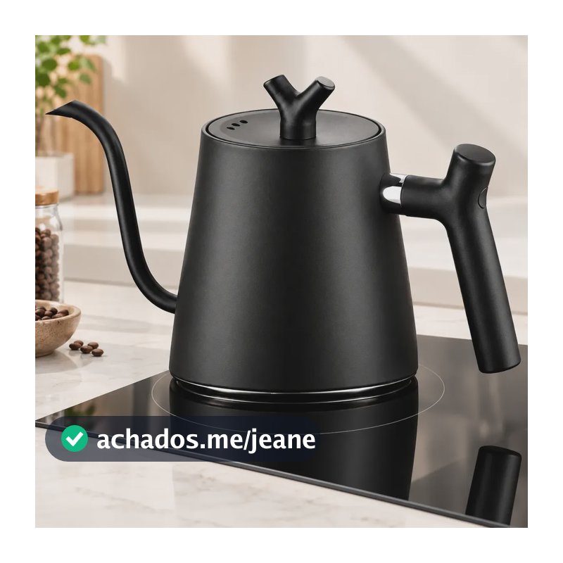 Chaleira Inox Bico De Ganso Barista 1,5l Preta Indução Preto