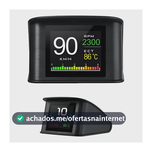 Hud Automotivo P10 Obd2 Velocidade Rpm Temperatura Digital Preto