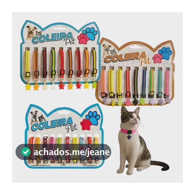 Kit 10 Coleiras Para Gatos Ajustáveis Com Pingente Pet