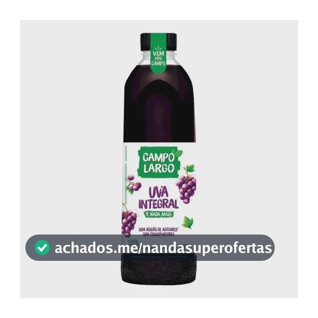Suco Campo Largo Uva Integral 1,35L 100% Natural Sem Glúten Sem Açúcar Sem Conservantes Rico em Antioxidantes Sabor Intenso Direto da Fruta Pronto para Beber Ideal para o Dia a Dia