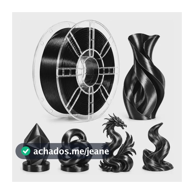 Filamento Pla Silk Sol3d 1kg 1,75mm Brilho Sedoso 3d Preto Ónix