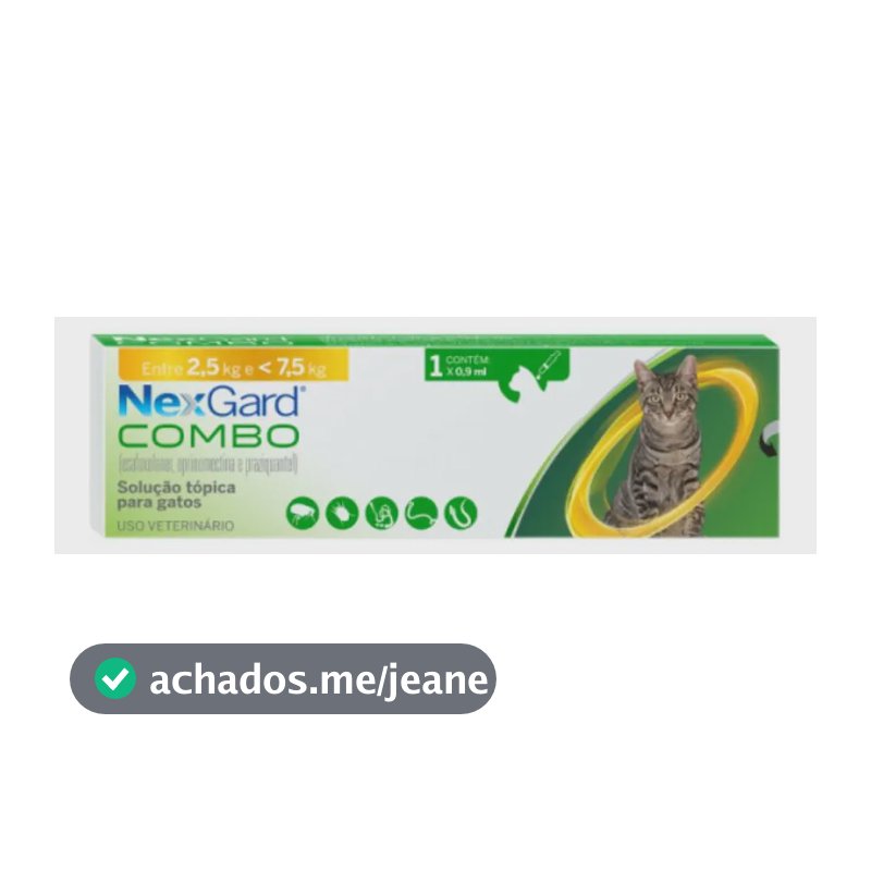 NexGard Combo Pipeta Antipulgas Sarna Vermes Gatos 2,5 a 7,5kg