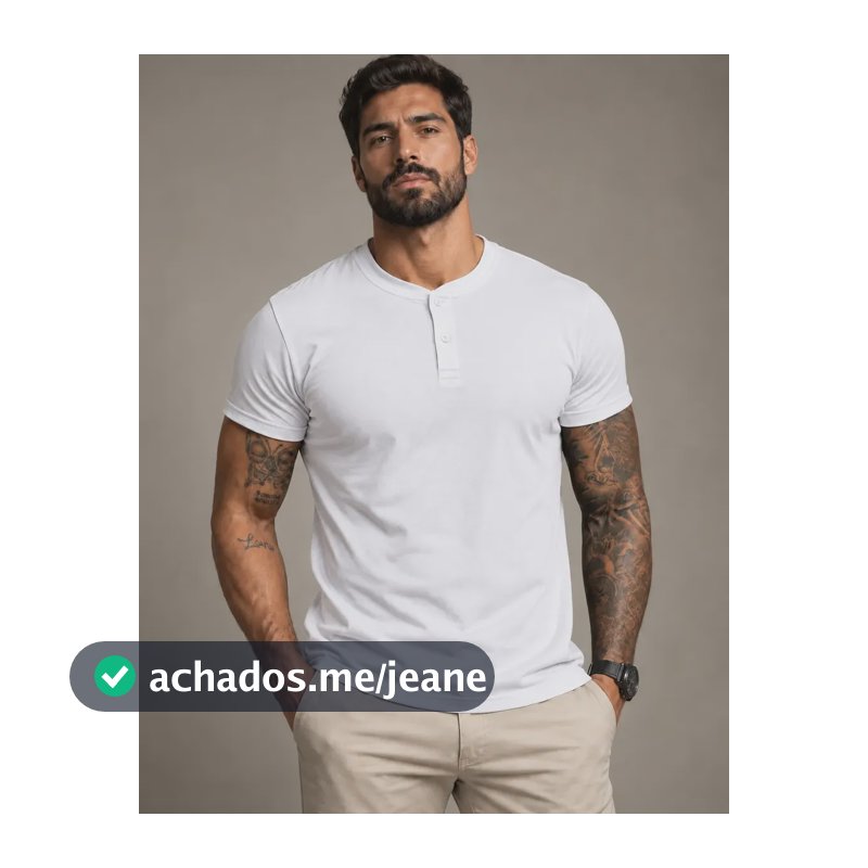 Camiseta Henley Masculina Gola Padre Botões Manga Curta Off G Liso