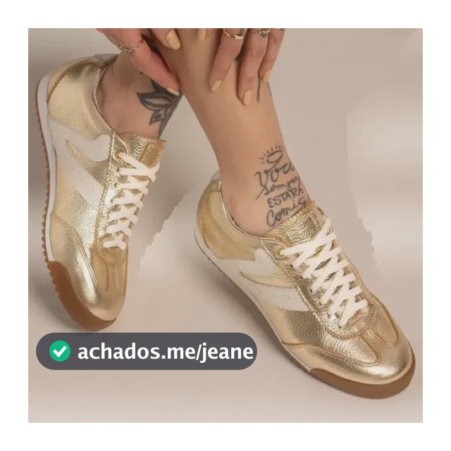 Tênis Feminino Couro Vittal Retrô Casual Azul Dourado