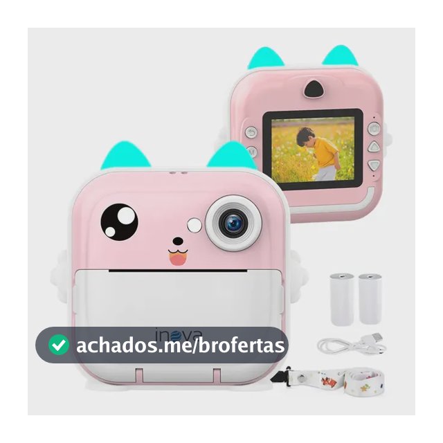Câmera Infantil Instantâneal Tela Digital Hd Divertida Jogos Rosa