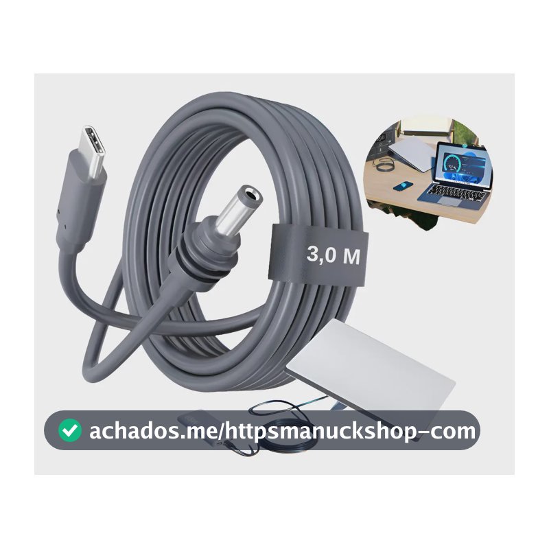 Cabo Para Starlink Mini Usb-c Tipo C Com 3 Metros Para Power Bank Carregador Portátil Veicular Carro Acendedor Cinzeiro A Prova D'água Cabo De Alimentação 100w Cor Cinza Escuro Ice Coorel