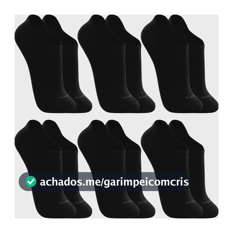 Kit 6 Pares Meias Soquete Invisível Lupo Algodão Unissex