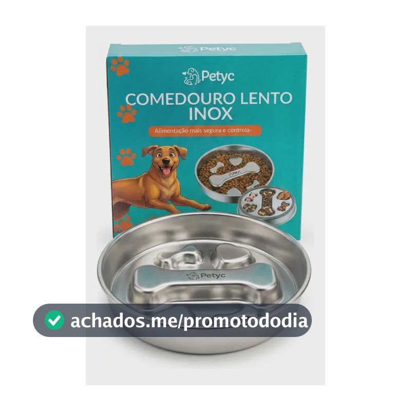 Comedouro Lento de Aço Inoxidável Antiderrapante para Cães, 1kg