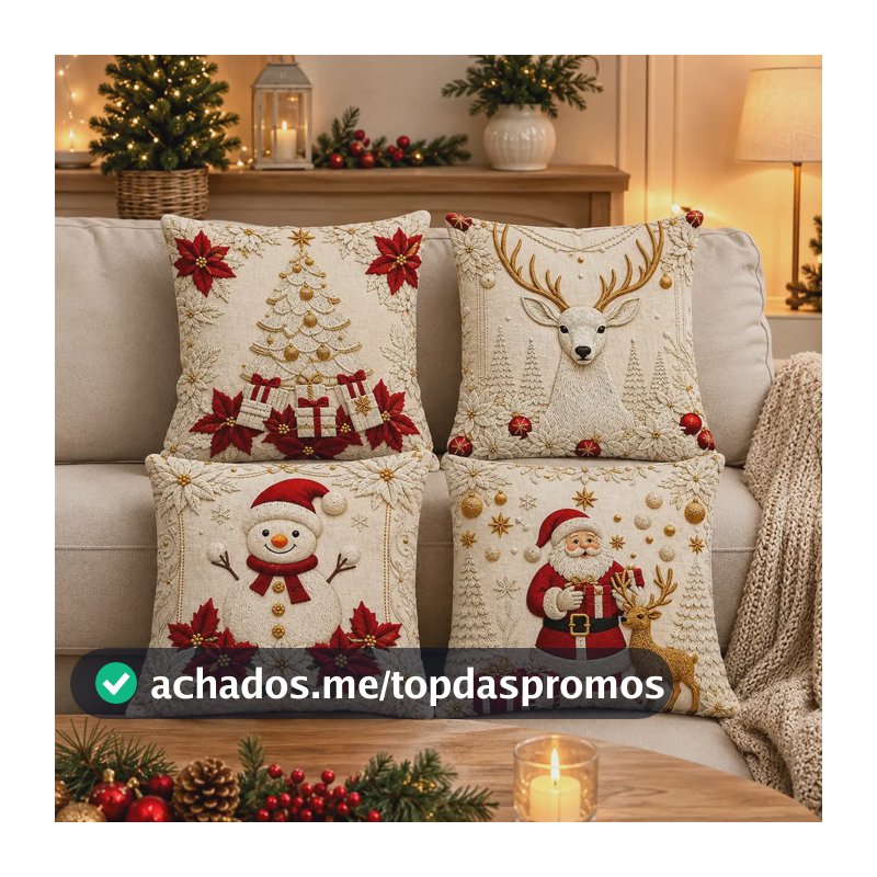 Kit 4 Capas De Almofadas Decorativas Natal Papai Noel M45 Outros