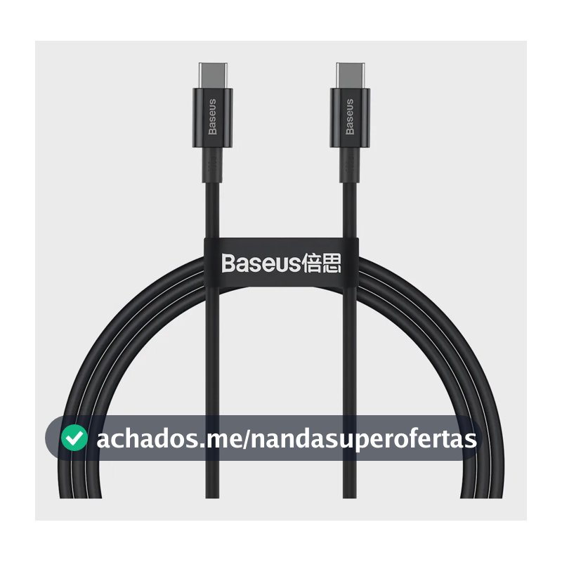Cabo Turbo Usb-c P/ Usb-c Baseus Superior Series 100w 1m Cor Preto