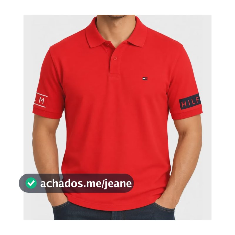 Polo Tommy Hilfiger Icon Sleeve Tape Masculina Vermelha Vermelho Lisa G