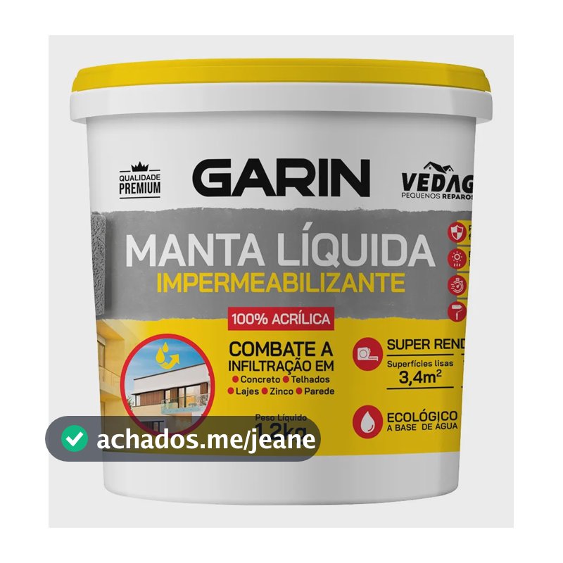 Manta Líquida Impermeável Garin Premium Branco 1.2 L Paredes Lajes