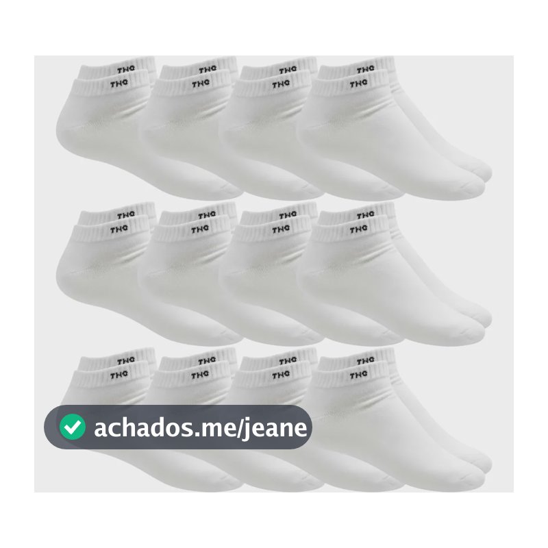Kit 12 Pares De Meia Algodão Lisa Cano Curto Casual G 39/43 Branco Lisa G 39/43