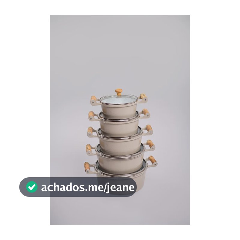 Jogo De Panelas Carola 5 Peças Revestimento Cerâmico Bege